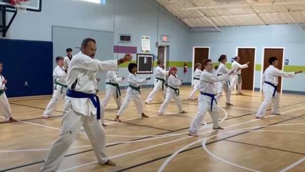 Martial arts students training